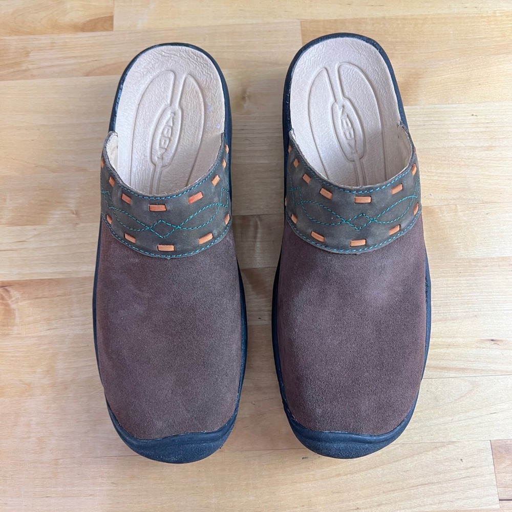 Keen Clogs Mules Womens Size 9 Brown Suede Leather Slip On Comfort Shoes - Picture 2 of 8